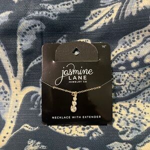 Jasmine Lane 16” Gold Necklace with Three Stone Pendant